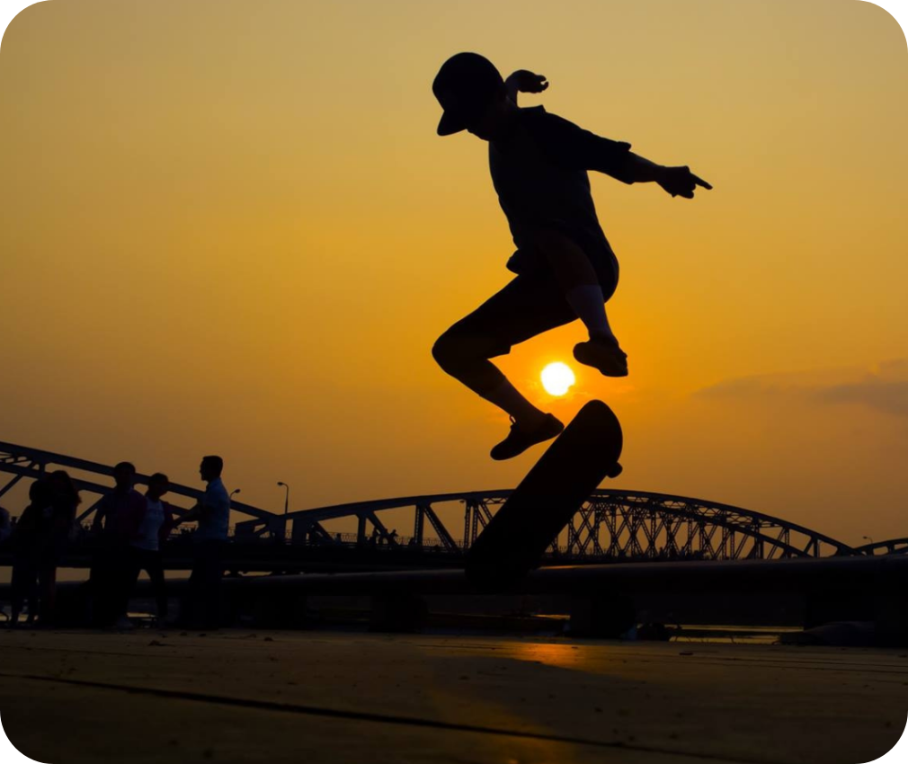 Skate board in sunset